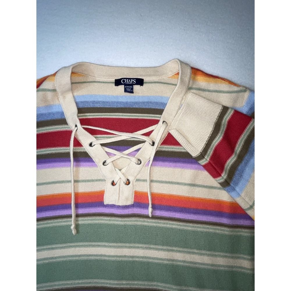 CHAPS Vintage Striped Colorful Pullover Southwestern‎ Sweater. Size XL